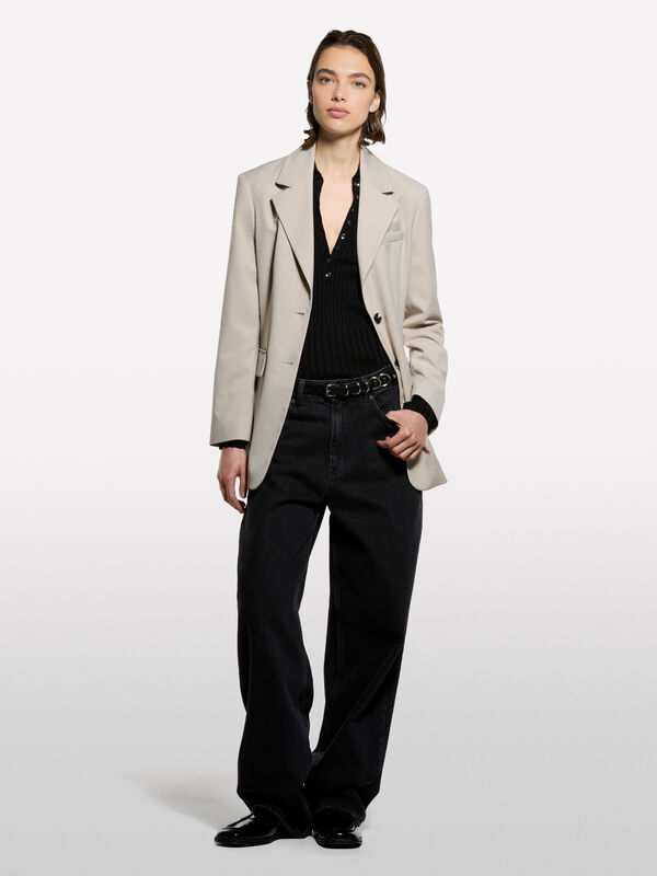 Polo côtelé - pulls col rond pour femme | Sisley