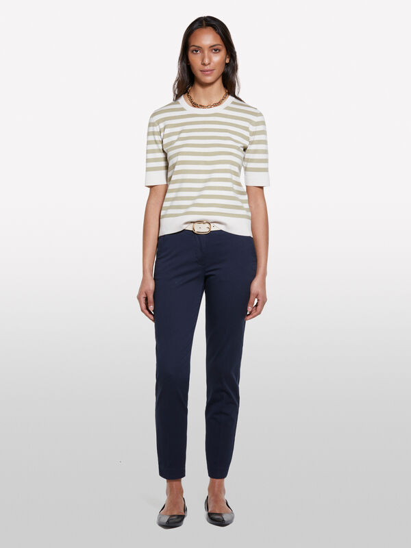 Chino bleu foncé - pantalons chinos pour femme | Sisley