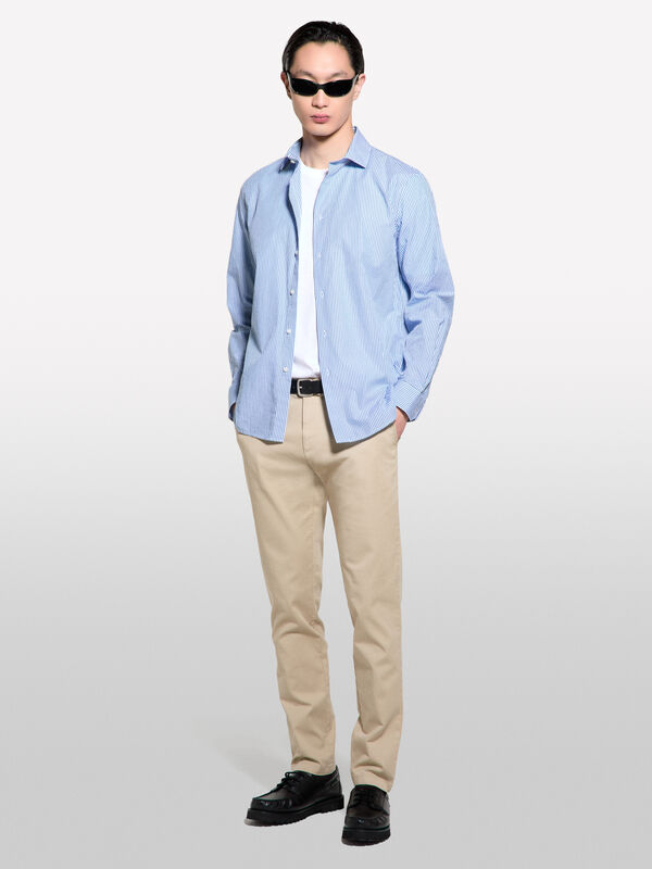 Chemise tissé teinte bleue - chemises regular pour homme | Sisley