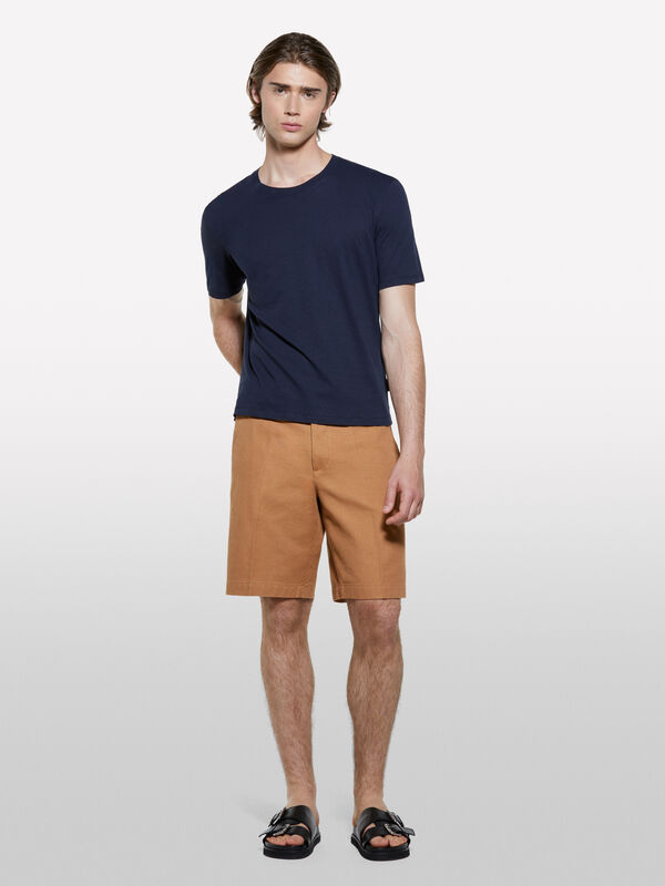 T-shirt en lin mélangé bleu foncé - t-shirts à manches courtes pour homme | Sisley