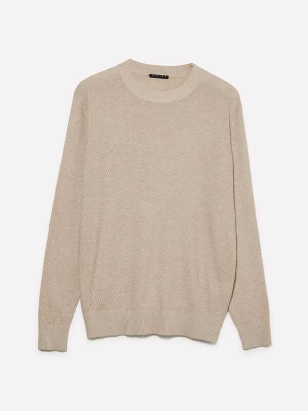Pull ras du cou beige Pull ras du cou beige - pulls col rond pour homme | Sisley