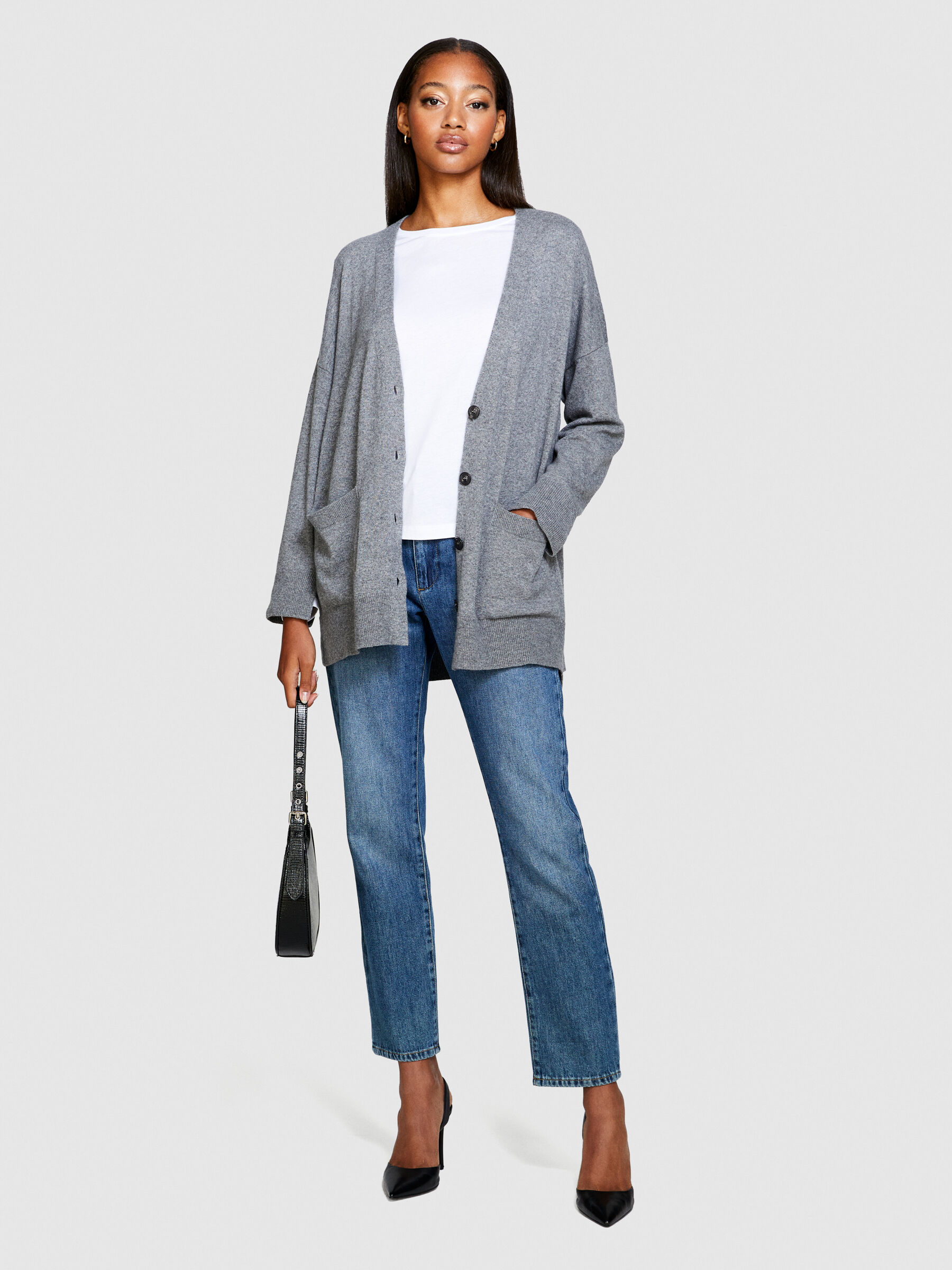 Gilet coupe boy fit Gris Sisley