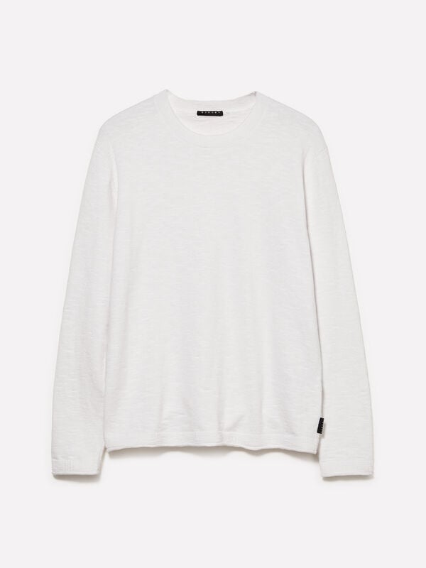 Pull regular blanc à col rond - t-shirts à manches longues pour homme | Sisley