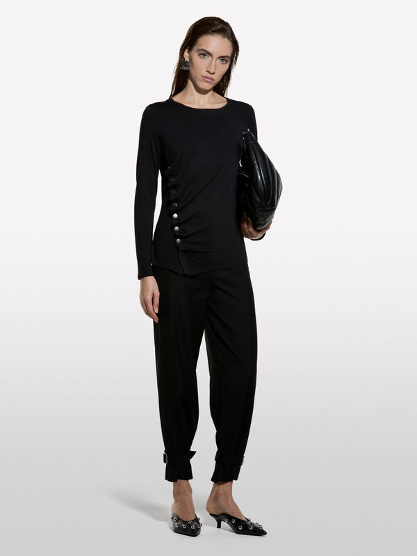 T-shirt à boutons argentés - t-shirts à manches longues pour femme | Sisley