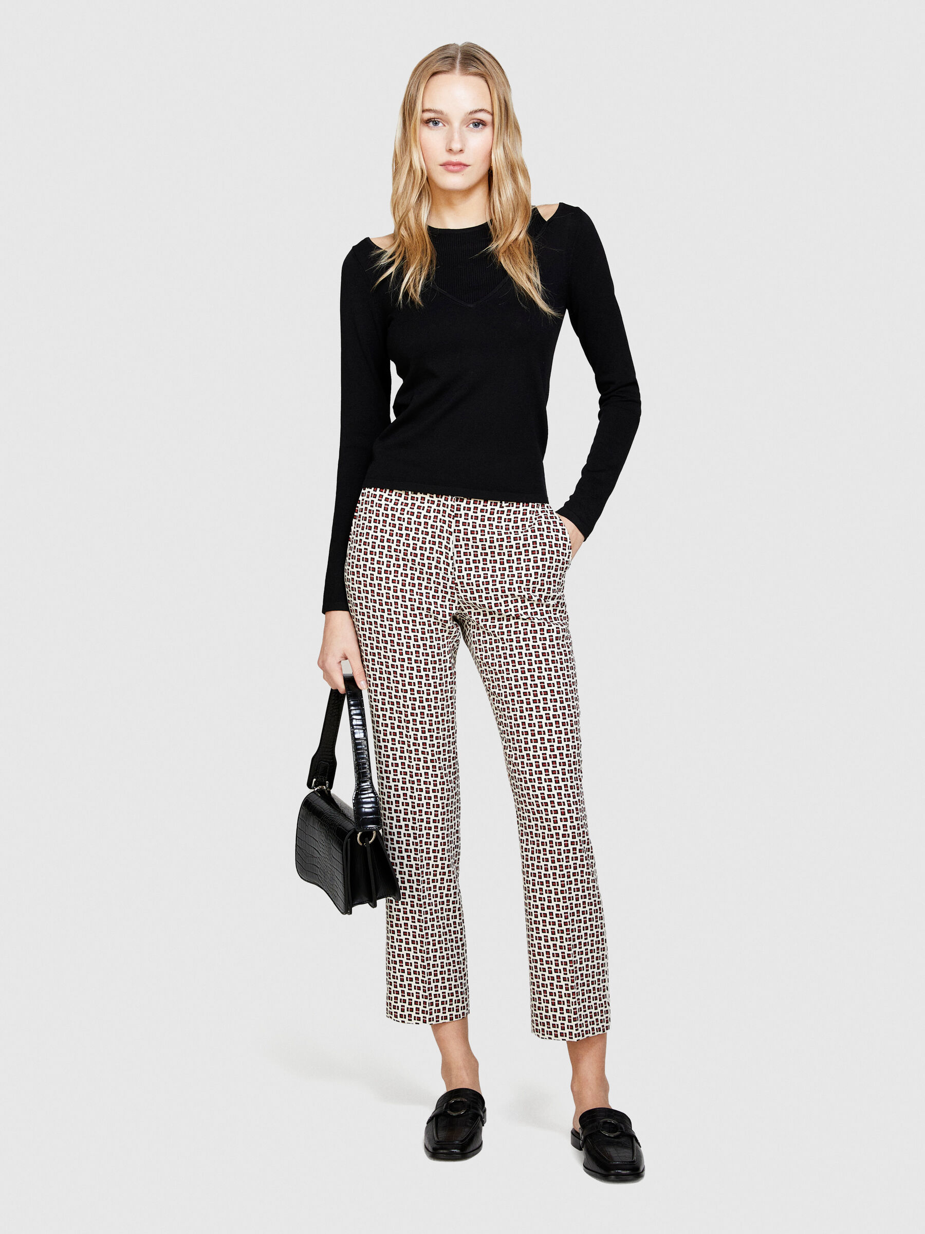 Pantalon cigarette imprimé sale femme