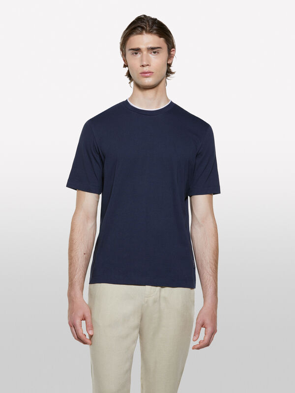 T-shirt bleu foncé avec contraste - t-shirts à manches courtes pour homme | Sisley