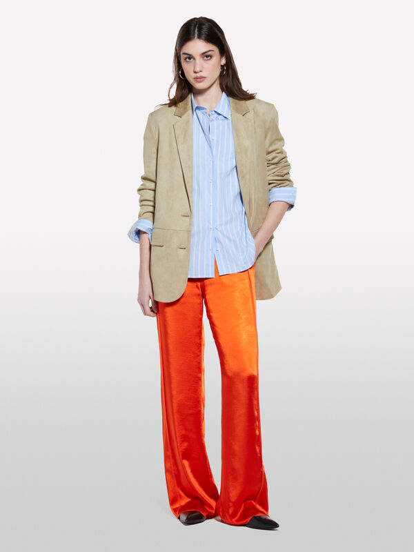 Pantalon palazzo rouge en satin - pantalons palazzo pour femme | Sisley