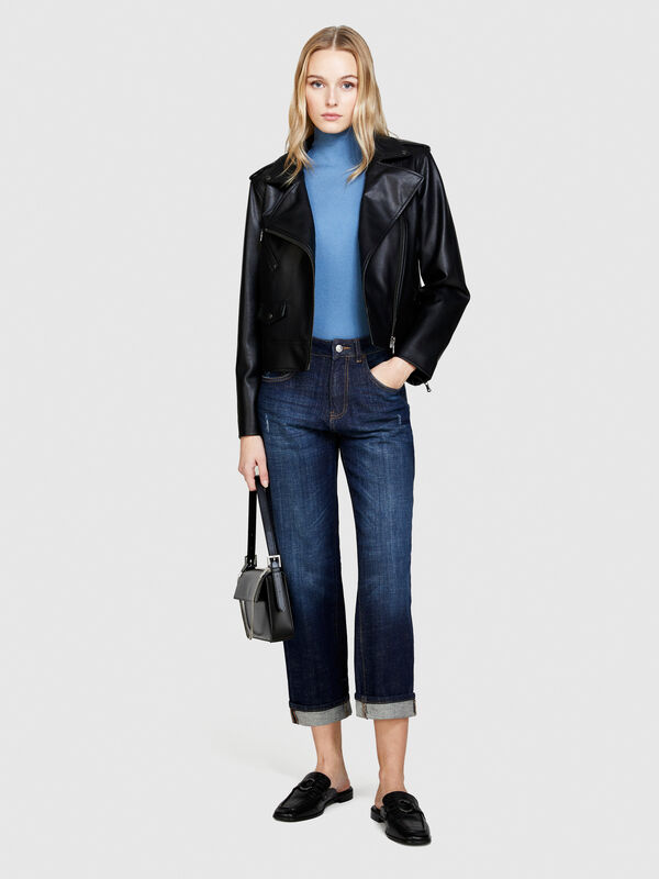Jeans Manhattan coupe regular à revers - jeans regular pour femme | Sisley