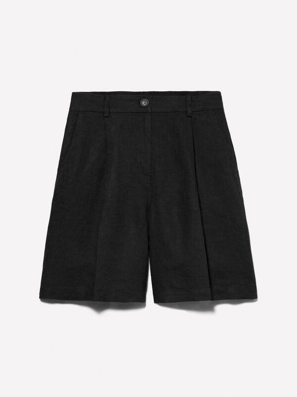 Bermuda noir 100 % lin Bermuda noir 100 % lin - shorts pour femme | Sisley