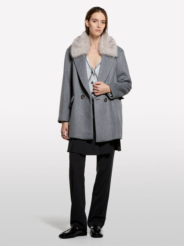 Manteau mi-long à col contrastant - manteaux pour femme | Sisley