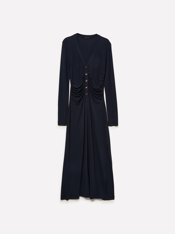 Robe bleu foncé avec fente - robes longues pour femme | Sisley