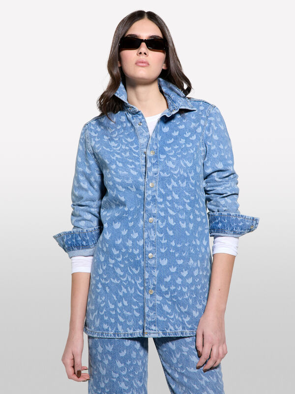 Chemise imprim&eacute;e en jean - chemises pour femme | Sisley