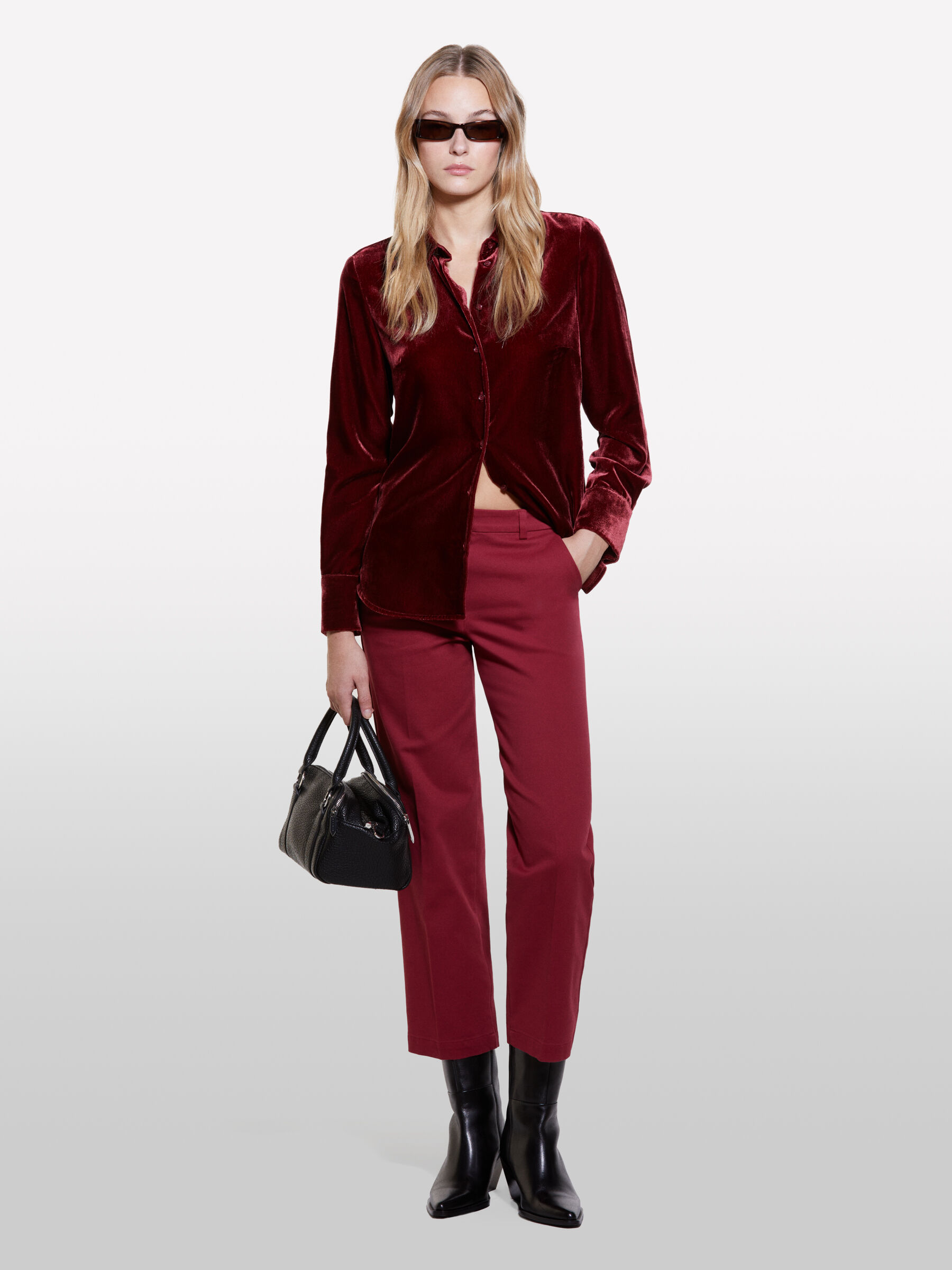 Pantalon taille haute bordeaux outlet