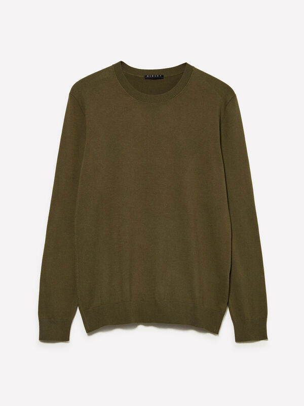 Pull ras du cou vert olive - pulls col rond pour homme | Sisley