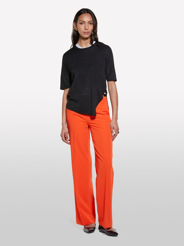 Pull noir à manches courtes Pull noir à manches courtes - pulls col rond pour femme | Sisley