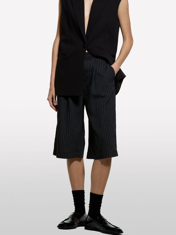 Bermuda &agrave; rayures noires - shorts pour femme | Sisley