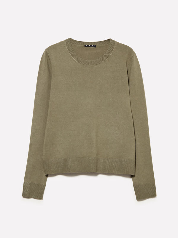 Pull ras du cou vert militaire Pull ras du cou vert militaire - pulls col rond pour femme | Sisley
