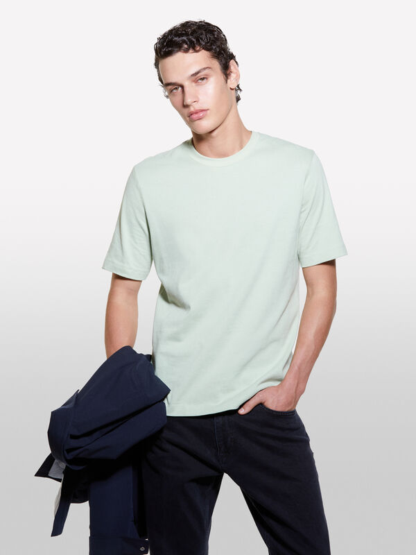 T-shirt vert clair en 100 % coton bio - t-shirts à manches courtes pour homme | Sisley