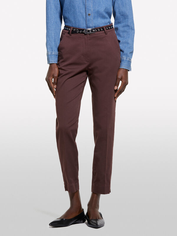 Chino marron - pantalons coupe slim pour femme | Sisley