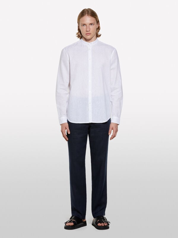 Chemise mandarine blanche Chemise mandarine blanche - chemises regular pour homme | Sisley