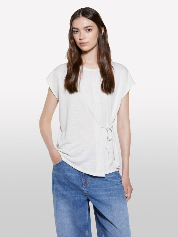 T-shirt blanc à lacets - t-shirts à manches courtes pour femme | Sisley