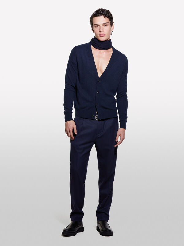 Gilet regular bleu foncé  - cardigans pour homme | Sisley