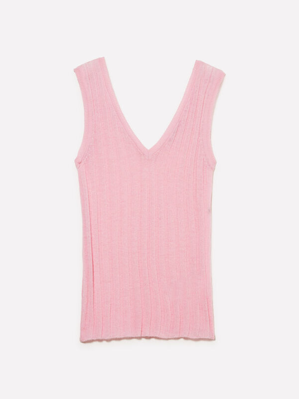 Débardeur en tricot rose pastel - hauts pour femme | Sisley