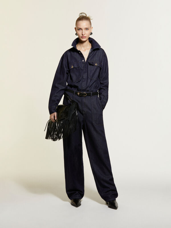 Salopette en jean bleu foncé - combinaisons pour femme | Sisley