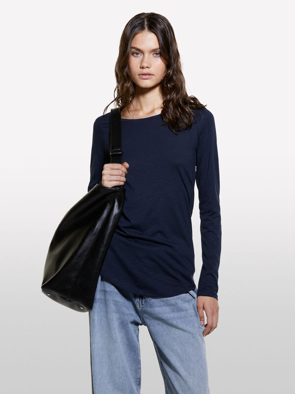 T-shirt bleu foncé à manches longues - t-shirts à manches longues pour femme | Sisley