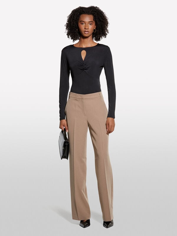 Pantalon palazzo marron Pantalon palazzo marron - pantalons palazzo pour femme | Sisley