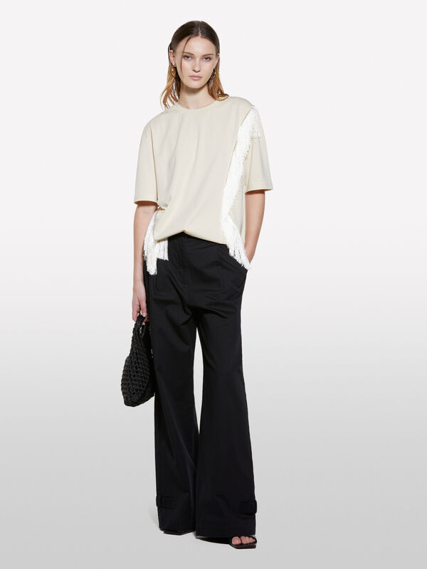 Pantalon noir coupe relax - pantalons palazzo pour femme | Sisley