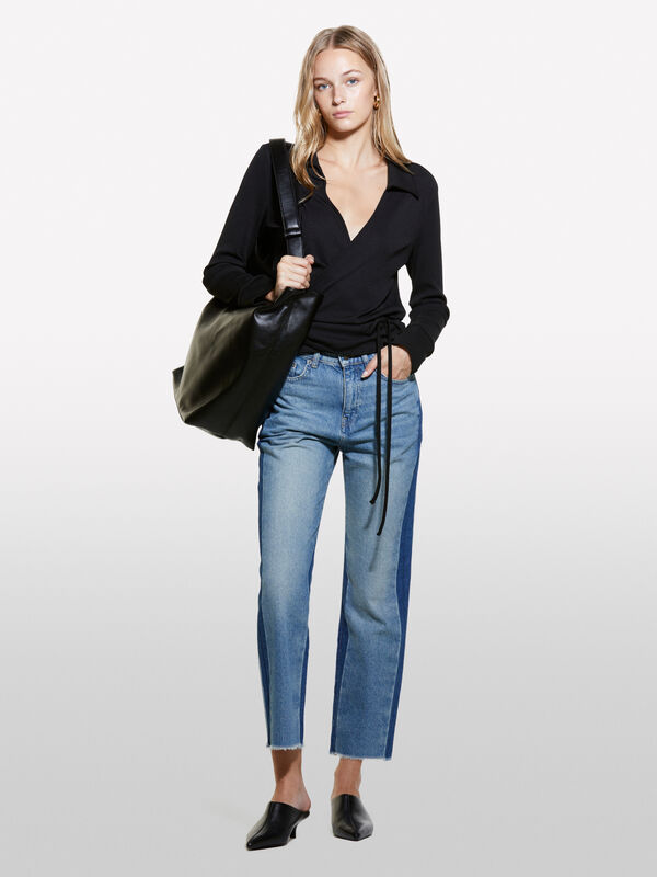 Jeans bleu foncé contrasté - jeans regular pour femme | Sisley