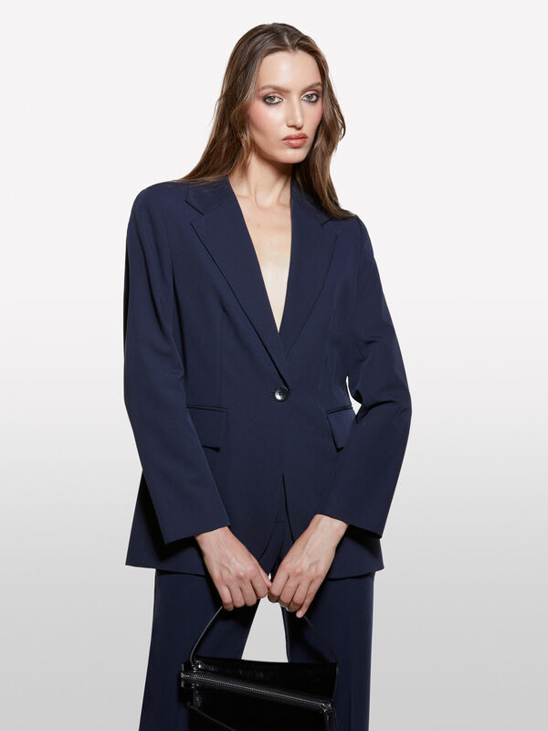 Blazer bleu foncé coupe régulière - blazers pour femme | Sisley