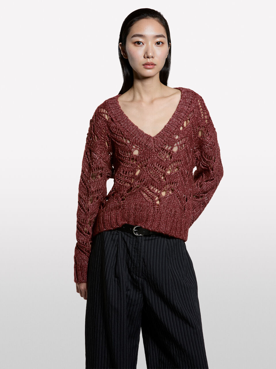 V NECK SWEATER L/S Femme image number null