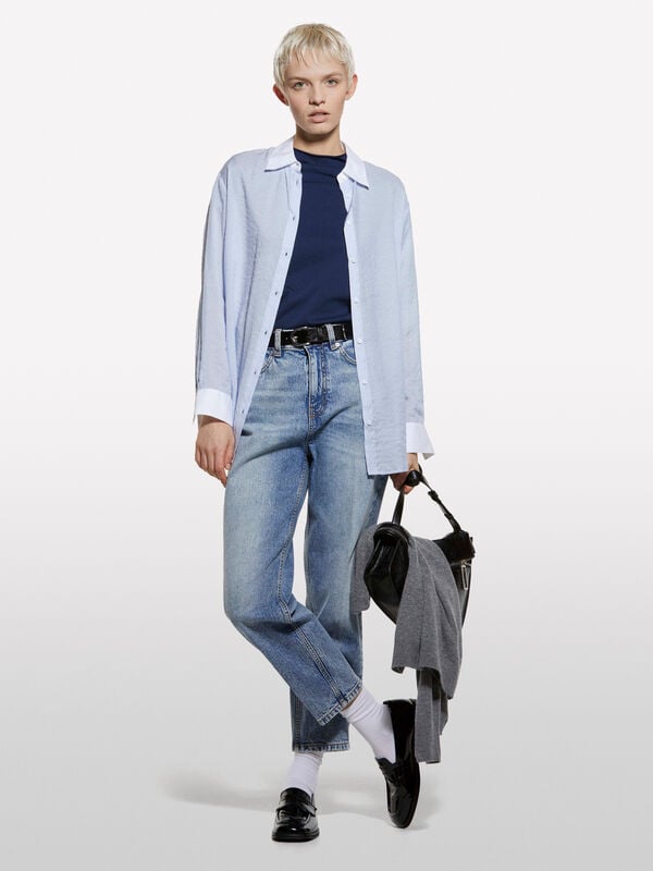 T-shirt bleu foncé à col licou T-shirt bleu foncé à col licou - t-shirts à manches courtes pour femme | Sisley