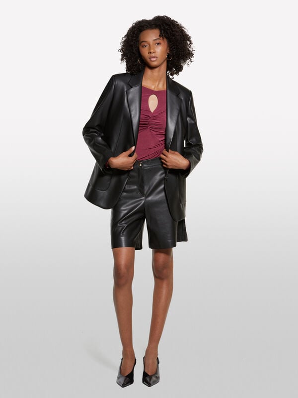 Blazer en tissu enduit noir Blazer en tissu enduit noir - blazers pour femme | Sisley