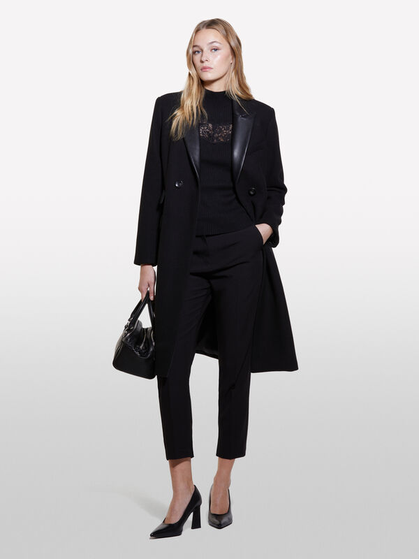 Manteau contrasté à double boutonnage - manteaux pour femme | Sisley