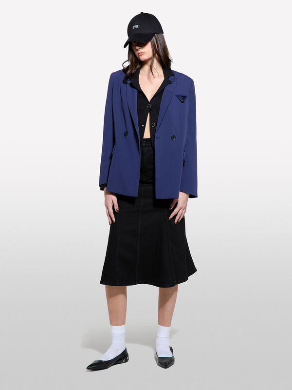 Blazer bleu foncé à double boutonnage - blazers pour femme | Sisley
