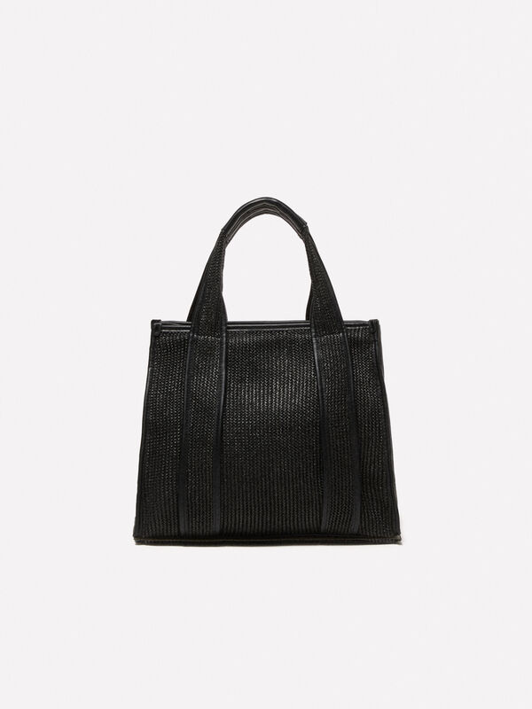 Cabas noir effet paille - sacs cabas pour femme | Sisley