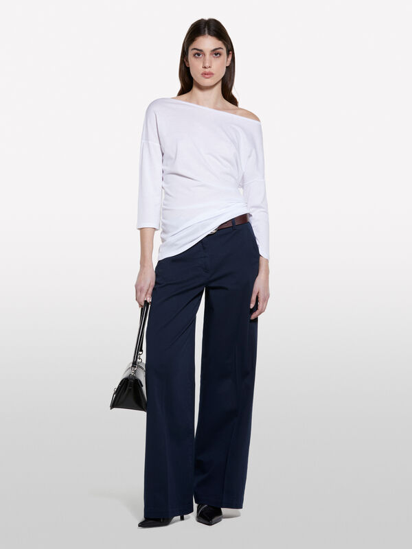 T-shirt blanc à encolure bateau - t-shirts à manches longues pour femme | Sisley
