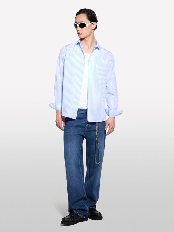 Chemise tissé teinte bleu ciel Chemise tissé teinte bleu ciel - chemises regular pour homme | Sisley