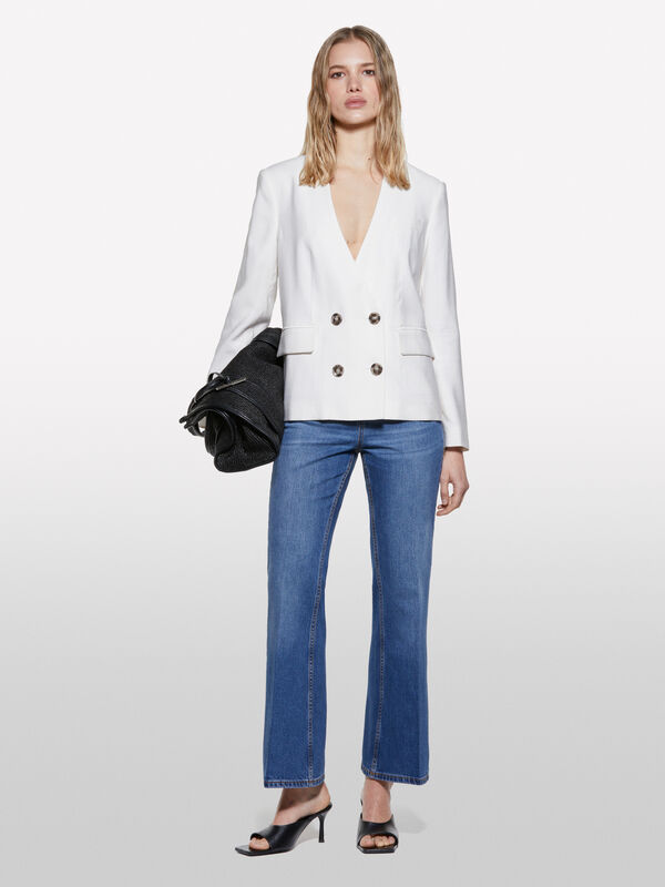 Blazer blanc crème coupe garçon - blazers pour femme | Sisley