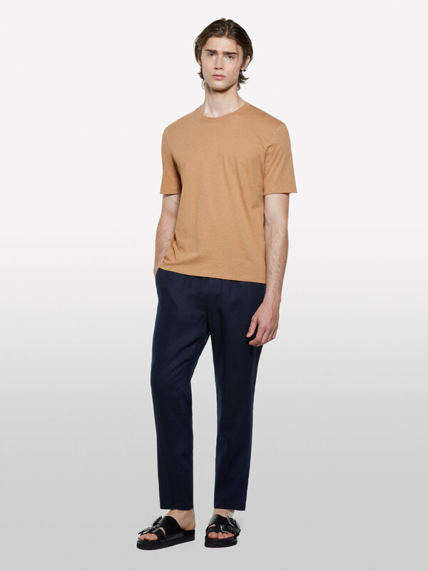 Pantalon de jogging bleu foncé 100 % lin - pantalons de jogging pour homme | Sisley