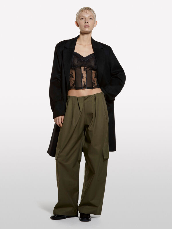 Haut en tulle noir et dentelle - hauts pour femme | Sisley