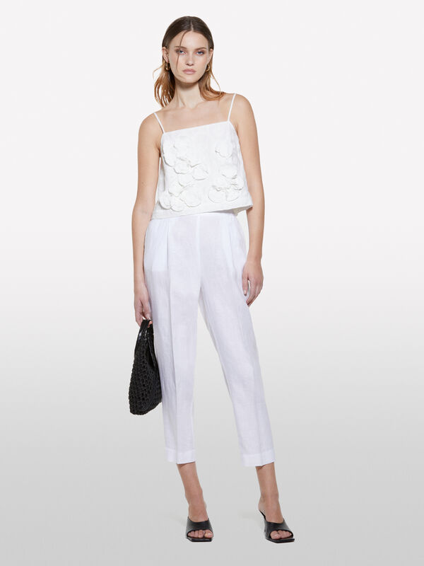 Pantalon de jogging blanc 100% lin - pantalons de jogging pour femme | Sisley