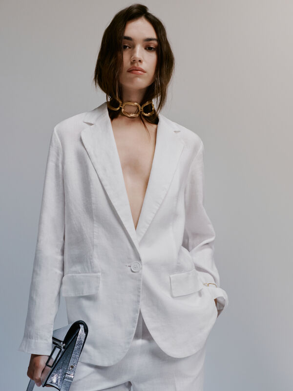 Blazer blanc 100 % lin - blazers pour femme | Sisley