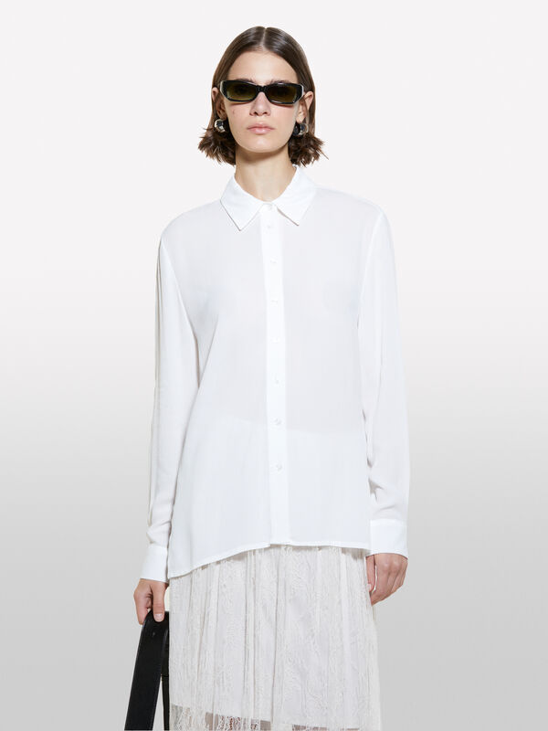 Chemise oversize blanche en 100 % viscose - chemises pour femme | Sisley