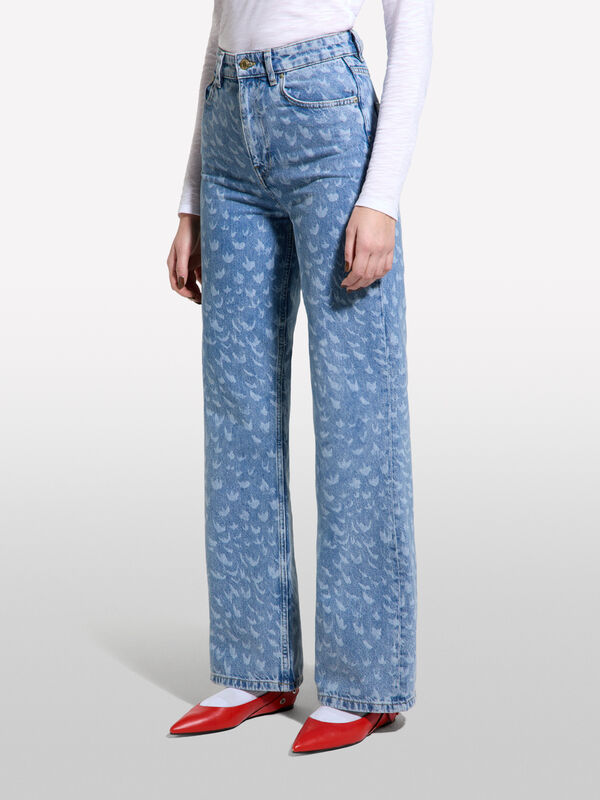 Jean imprimé - jeans palazzo pour femme | Sisley