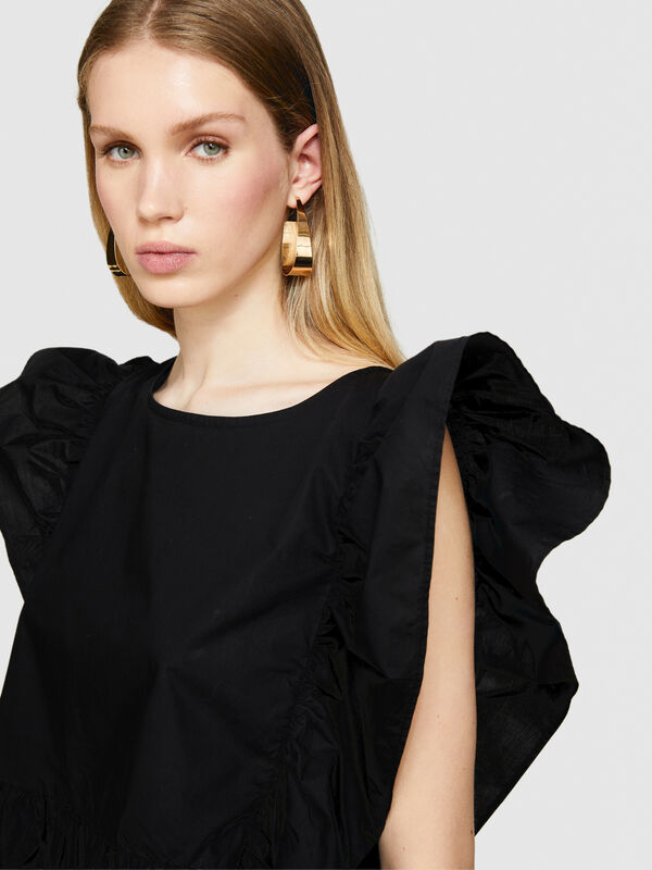 Blouse rectangulaire à détails ruchés - blouses pour femme | Sisley