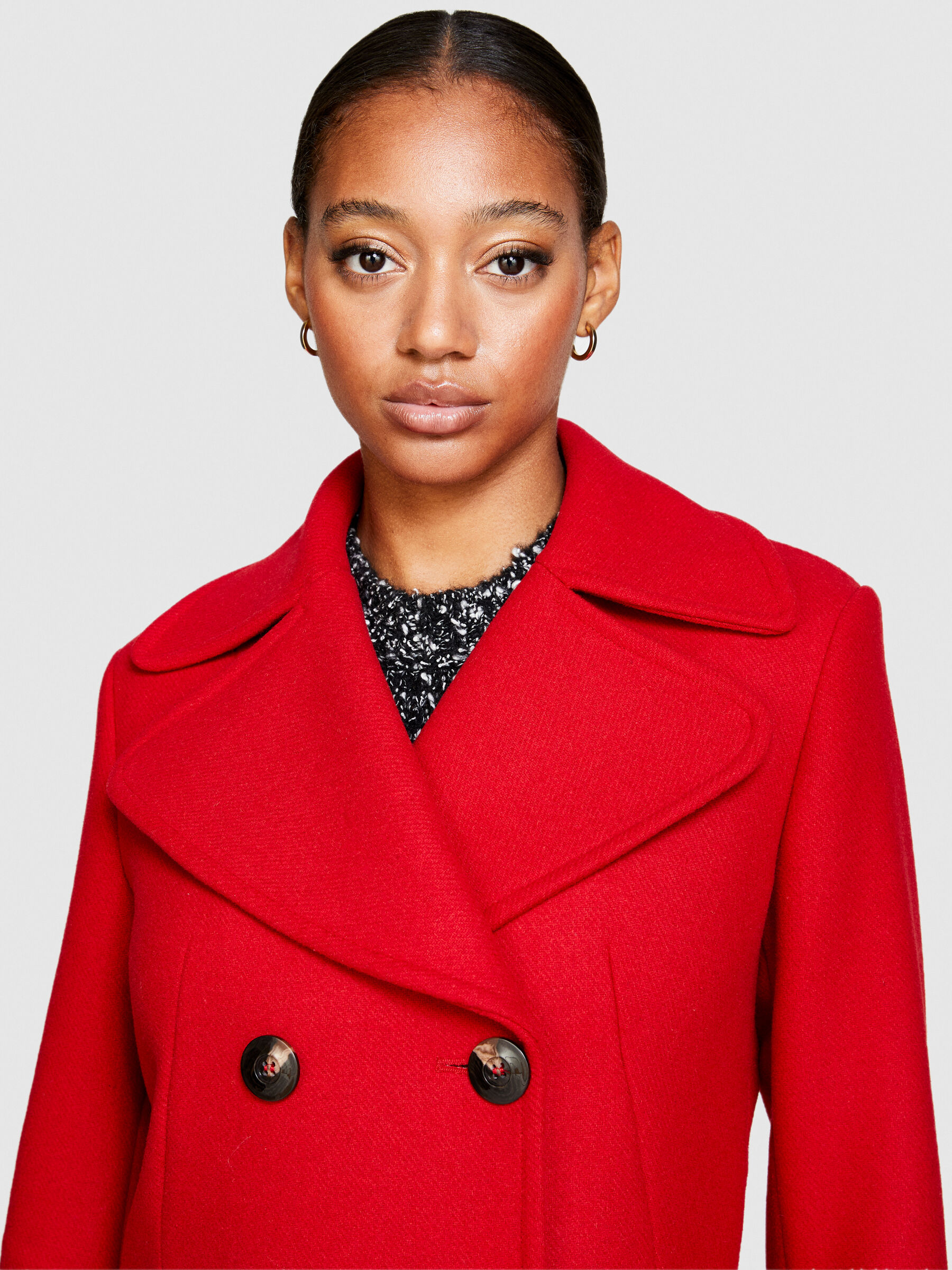 Manteau court store rouge femme